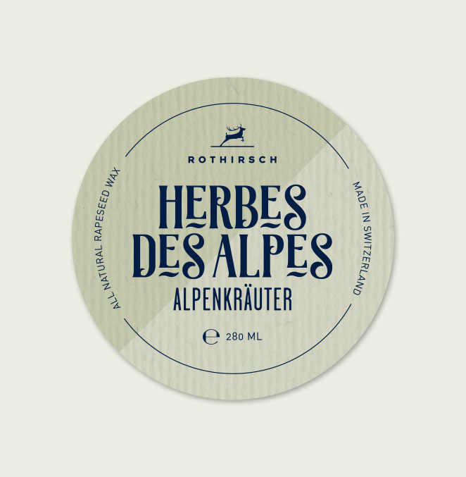 Etikette Kerzen Rothirsch Herbes des Alpes